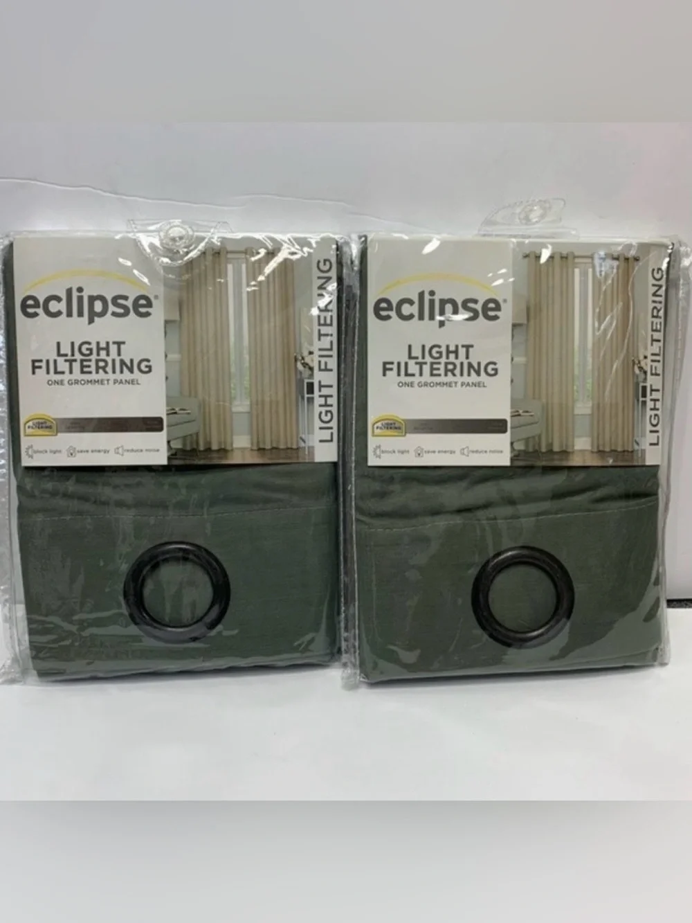 ECLIPSE Liberty Sage Light Filtering Curtain Panels Pair 2 52 in x 95 in NEW NIP